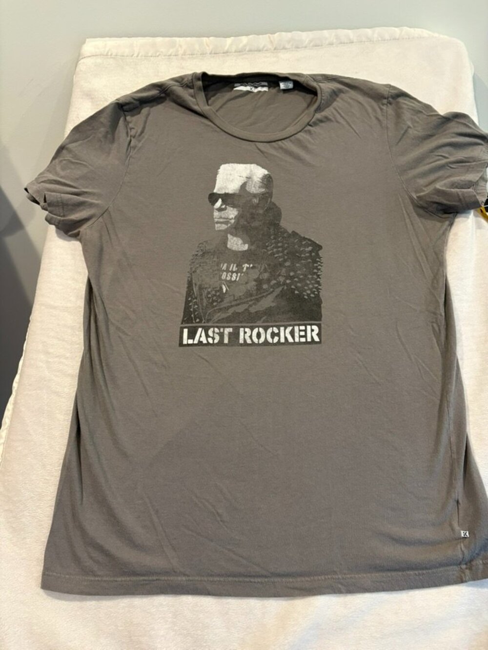 Karl Lagerfeld Last Rocker Shirt XL Gray Graphic Tee Made In Italy